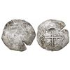 Image 1 : Potosi, Bolivia, cob 8 reales, 1650O, with crowned-L countermark on cross.