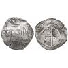 Image 1 : Potosi, Bolivia, cob 8 reales, 1650O (modern 5), with crowned-L countermark on cross.
