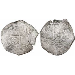 Potosi, Bolivia, cob 8 reales, 1662E.