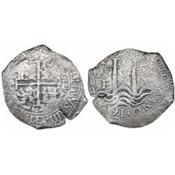 Potosi, Bolivia, cob 8 reales, 1664E.