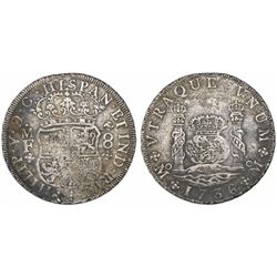 Mexico City, Mexico, pillar 8 reales, Philip V, 1736MF.