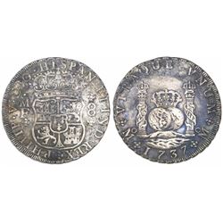 Mexico City, Mexico, pillar 8 reales, Philip V, 1737MF.