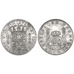 Mexico City, Mexico, pillar 8 reales, Philip V, 1742/1MF.