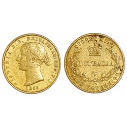 Sydney, Australia, gold half sovereign, 1859.