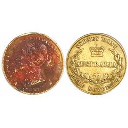 Sydney, Australia, gold half sovereign, 1861.