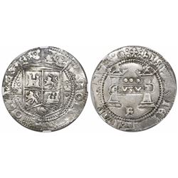 Mexico City, Mexico, 3 reales, Charles-Joanna, "Early Series," assayer Gothic R at bottom between pi