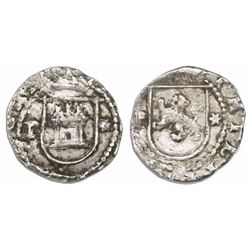 Lima, Peru, cob 1/4 real, Philip II, assayer Diego de la Torre, P to left, * to right of castle and 