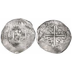 Lima, Peru, cob 8 reales, 1659V, "Star of Lima" type, mintmark L*M (Series II), rare.