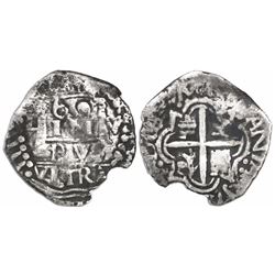 Lima, Peru, cob 1 real, 1660V, "Star of Lima" type (Series III), very rare.