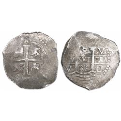 Lima, Peru, cob 8 reales, 1689V.