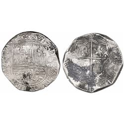 Potosi, Bolivia, cob 8 reales, Philip II, assayer A.