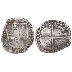 Potosi, Bolivia, cob 8 reales, 1629, assayer not visible, large-dot borders.