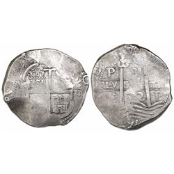Potosi, Bolivia, cob 8 reales, 1672/1E, rare.