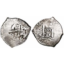 Potosi, Bolivia, cob 8 reales, 1706Y.