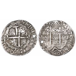 Potosi, Bolivia, cob 8 reales Royal, 1722Y.