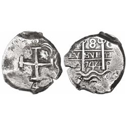 Potosi, Bolivia, cob 8 reales, 1744C, ex-Trastamara.