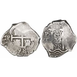 Potosi, Bolivia, cob 4 reales, 1698F.