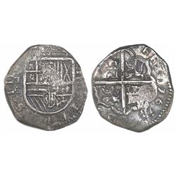 Toledo, Spain, cob 4 reales, 1611/0C, rare (unlisted), rotated reverse legend.