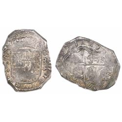 Madrid, Spain, cob 8 reales, Philip V, assayer J, rare.