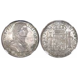 Santiago, Chile, bust 8 reales, Ferdinand VII transitional ("admiral" bust), 1809FJ, rare, encapsula