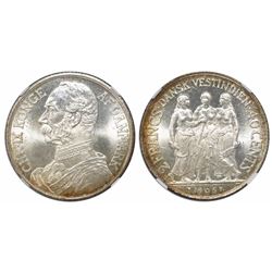 Danish West Indies, 40 cents, Christian IX, 1905, encapsulated NGC MS 65.