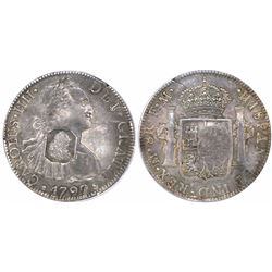 Great Britain, 1 dollar, rectangular George III countermark (1797-99) on a Mexico bust 8 reales, Cha