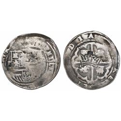 Guatemala, "moclon" 2 reales, with crown countermark (1662) on shield side of a Potosi, Bolivia, cob
