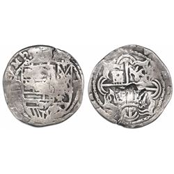 Guatemala, "moclon" 2 reales, with crown countermark (1662) on cross side of a Potosi, Bolivia, cob