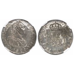 Guatemala, bust 2 reales, Charles IV, 1800M, encapsulated NGC MS 64, ex-Richard Stuart (designated o