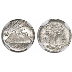 Guatemala, Central American Republic, 1/4 real, 1831, encapsulated NGC MS 64, ex-Richard Stuart (des