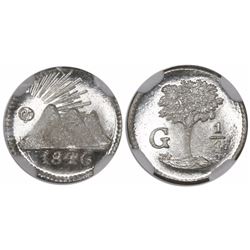 Guatemala, Central American Republic, 1/4 real, 1846, encapsulated NGC MS 68, finest known in NGC ce