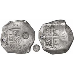 Guatemala, 8 reales, sun-over-mountains countermark (Type II, 1839) on shield side of a Mexico City,