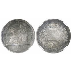 Guatemala, 1 peso, 1889G, seated Liberty, encapsulated NGC AU 55, ex-Richard Stuart (designated on l