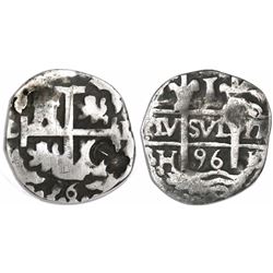 Le Cap, Haiti (under France), 1 escalin, anchor countermark (Type I, 1781) on a cut-down Lima, Peru,