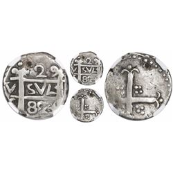 Comayagua, Honduras, provisional "imitation cob" 2 reales, 1823-C(Y), very rare, encapsulated NGC VF