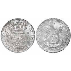 Mexico City, Mexico, pillar 8 reales, Philip V, 1734MF, ex-Rooswijk (1739), encapsulated NGC AU deta