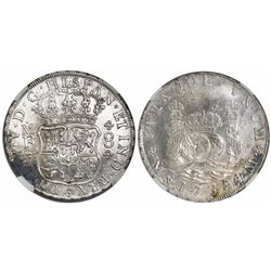 Mexico City, Mexico, pillar 8 reales, Philip V, 1736MF, ex-Rooswijk (1739), encapsulated NGC AU deta