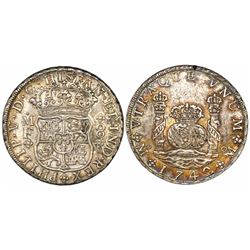 Mexico City, Mexico, pillar 8 reales, Philip V, 1742MF.