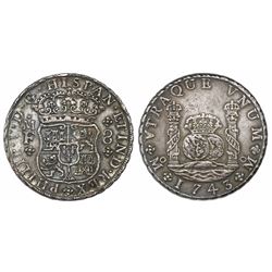Mexico City, Mexico, pillar 8 reales, Philip V, 1743MF.