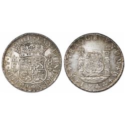 Mexico City, Mexico, pillar 8 reales, Philip V, 1744MF.