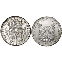 Mexico City, Mexico, pillar 8 reales, Philip V, 1744MF.