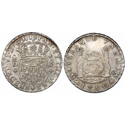 Mexico City, Mexico, pillar 8 reales, Ferdinand VI, 1750MF, recut 75.