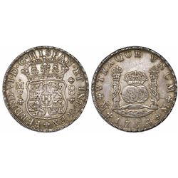 Mexico City, Mexico, pillar 8 reales, Ferdinand VI, 1754/3MF, rare.