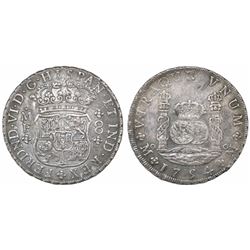 Mexico City, Mexico, pillar 8 reales, Ferdinand VI, 1754MF, crowns alike.