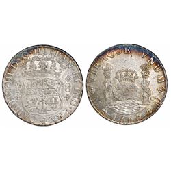 Mexico City, Mexico, pillar 8 reales, Charles III, 1765MF.