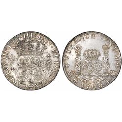 Mexico City, Mexico, pillar 8 reales, Charles III, 1766/5MF, rare.