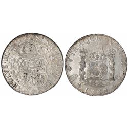 Mexico City, Mexico, pillar 8 reales, Charles III, 1768/7MF, rare.