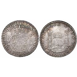 Mexico City, Mexico, pillar 8 reales, Charles III, 1770FM.