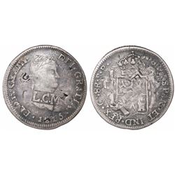Chihuahua, Mexico, bust 8 reales, 1815RP, struck over a Chihuahua 8R of unknown date with control co