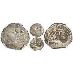 Leon, Nicaragua, liberty cap countermark (1824-5) on a Comayagua, Honduras, provisional "imitation c